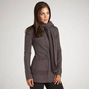 Beyond Yoga Dark Brown 100% Organic Cotton Fleece Utility Jacket Size M